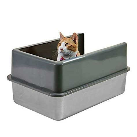 covered stainless steel litter box|enclosed stainless steel litter box.